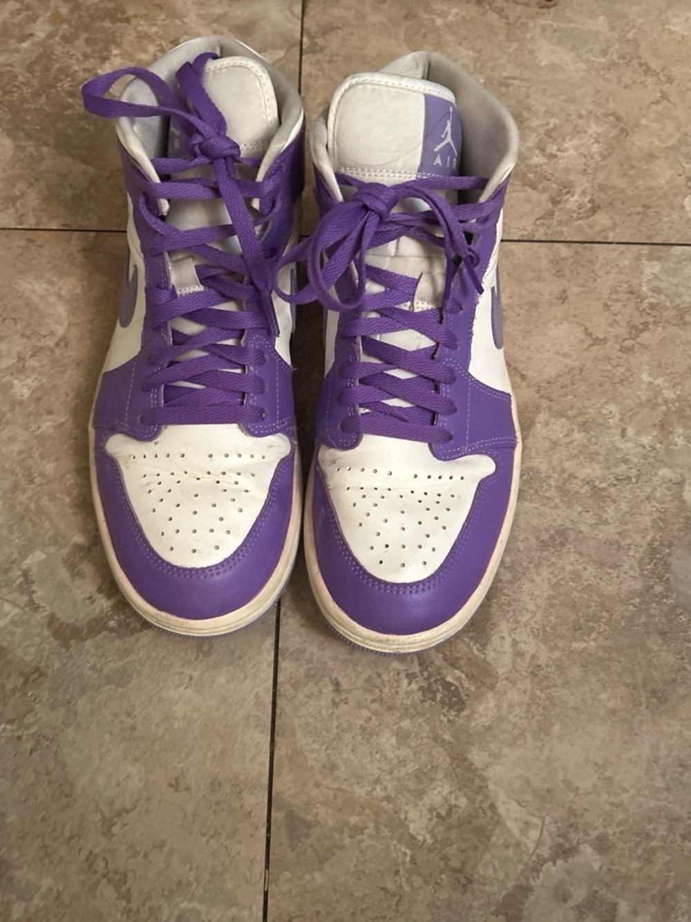 Air Jordan 1s High-Top Sneakers.
 Purple and White